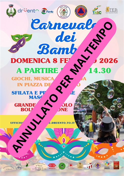 Carnevale dei bambini annullato!!